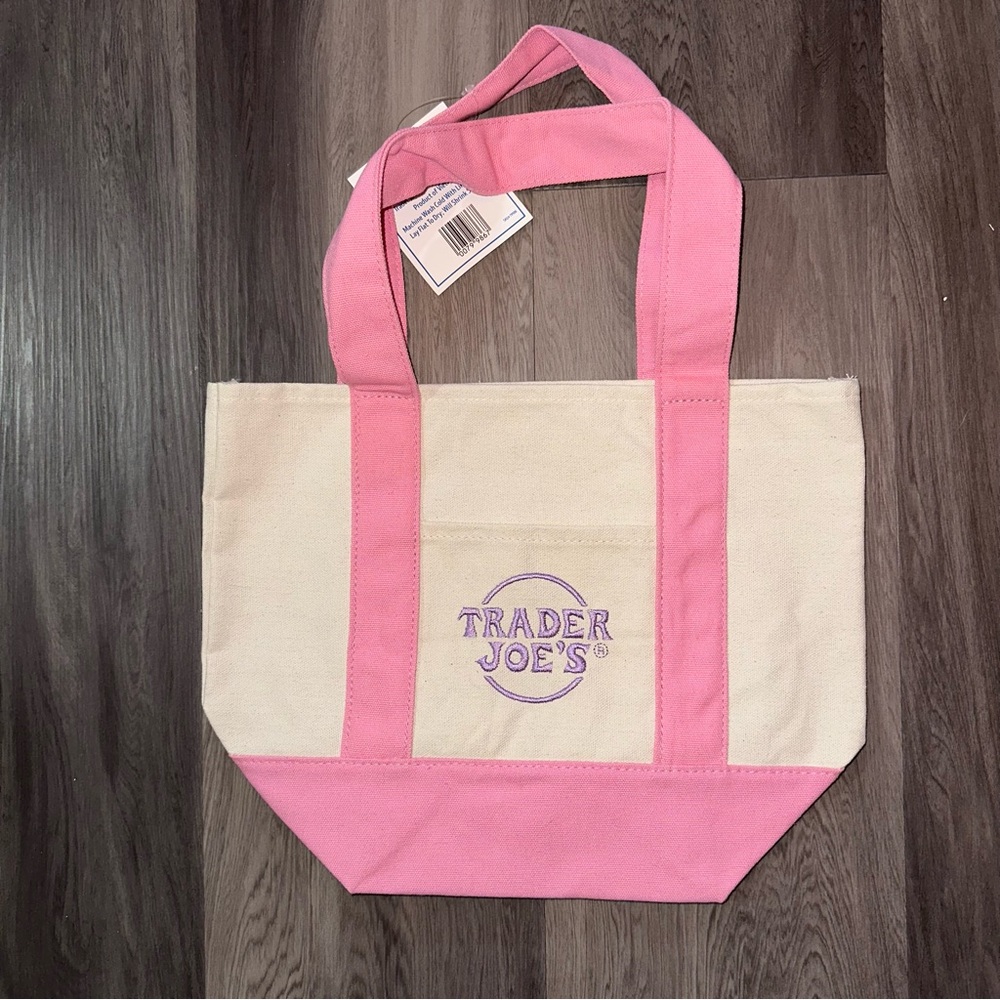 Trader Joe’s Pink Pastel Tote Bag Easter Basket Boat Purse Handbag NWT Easter